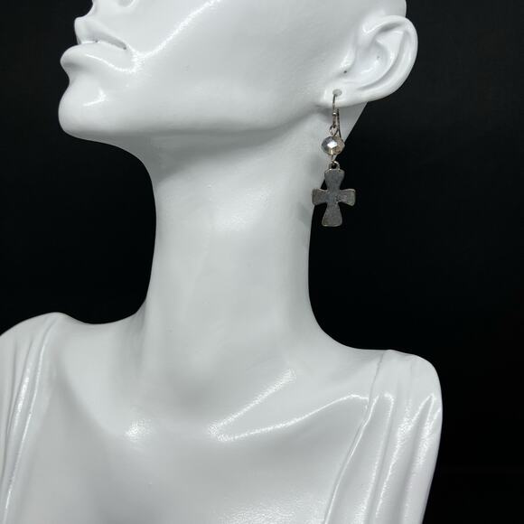 Vintage Cross Hook Earrings - Picture 1 of 8